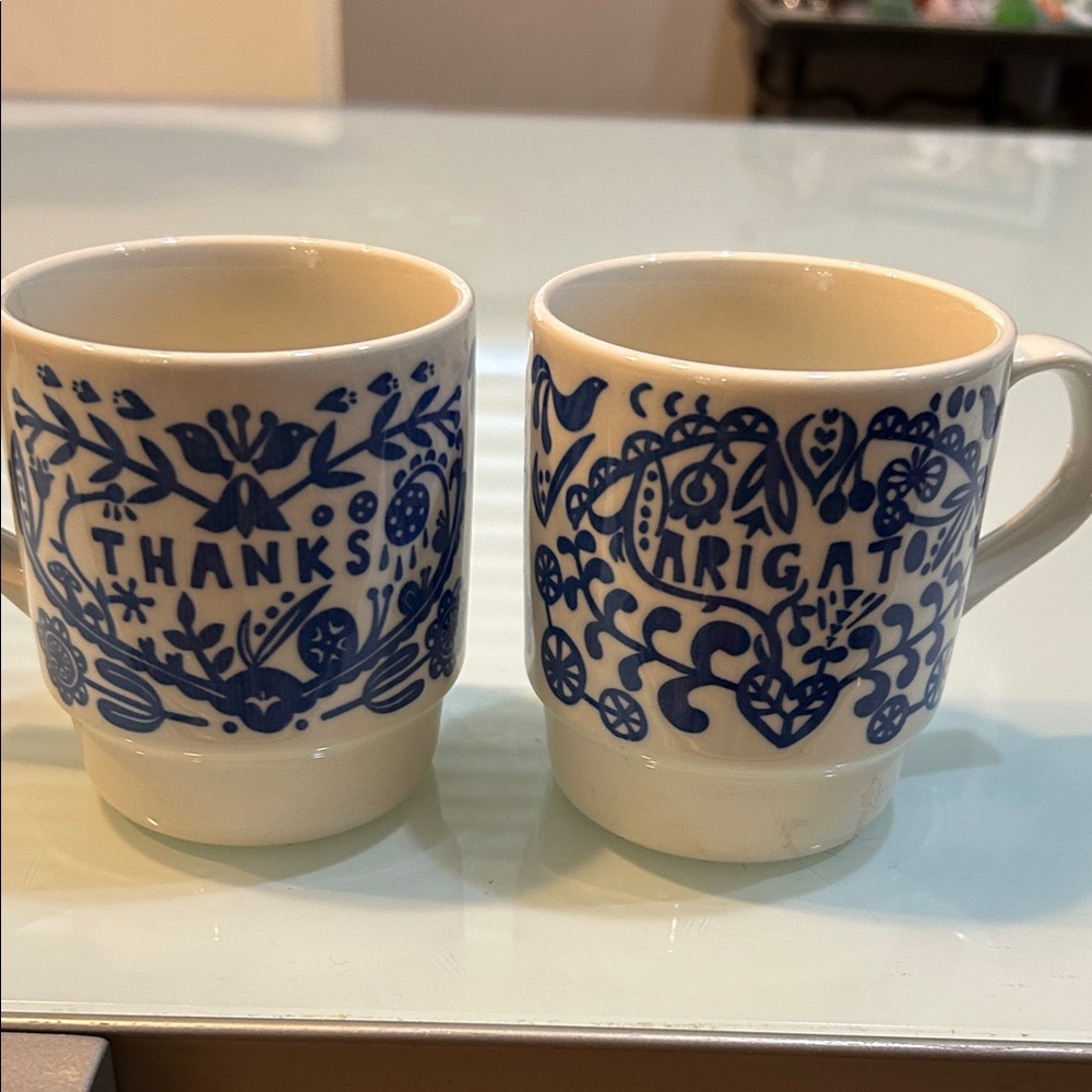 Pair of vintage mugs by Flannel Thanks Arigato made in Japan